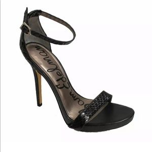 Sam Edelman Eleanor Black Stilleto Croc Sandal Heels